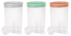 Curver® DRY FOOD puszka 1700 ml z miarką, mieszanka kolorów miętowo-szarych i brzoskwiniowych, 13x19 cm