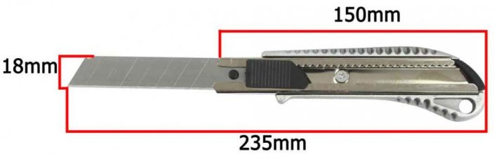 Kés 18 mm-es vágópengével, fém Profi gombbal, MAR-POL