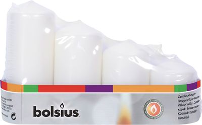 Svíčky Bolsius Pillar Advent, Vánoční, bílé, 48 mm 60/80/100/120 mm, bal. 4 ks