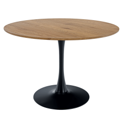 Étkezőasztal, kerek, tölgy/fekete, átmérő 110 cm, REVENTON NEW