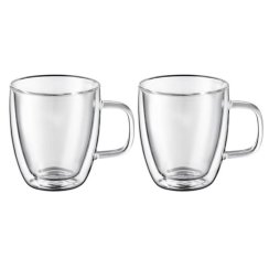 Hrnček sklo dvojstenny MIA 250ml s uškom, sada 2ks