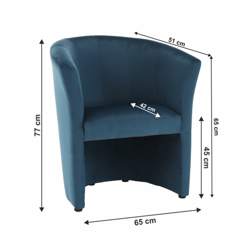 Krzesło klubowe, niebieska tkanina, CUBA