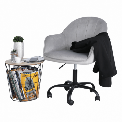 Scaun de birou, material textil din catifea gri deschis / negru, EROL