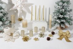 MagicHome Weihnachtskerze, 4,8x8 cm, zylindrisch, Packung. 4 Stück, Champagner, mit Glitzer, Advent