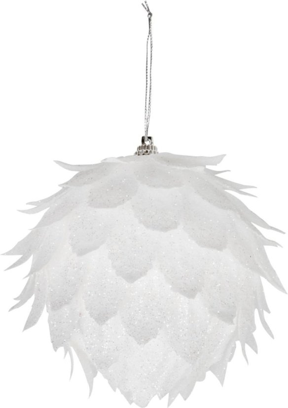MagicHome Weihnachtsdekoration, Kugel, weiß, mit Glitzer, 10 cm