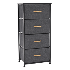 Komoda z szufladami materiałowymi, czarny/ciemnoszary, PALMERA TYP 2 (akce)