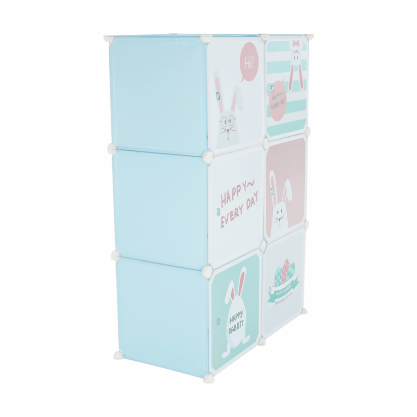 Modularer Kinderschrank, blau/Kindermuster, EDRIN