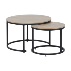 Stoliki kawowe, zestaw 2 szt., dąb sonoma/czarny, TARNI