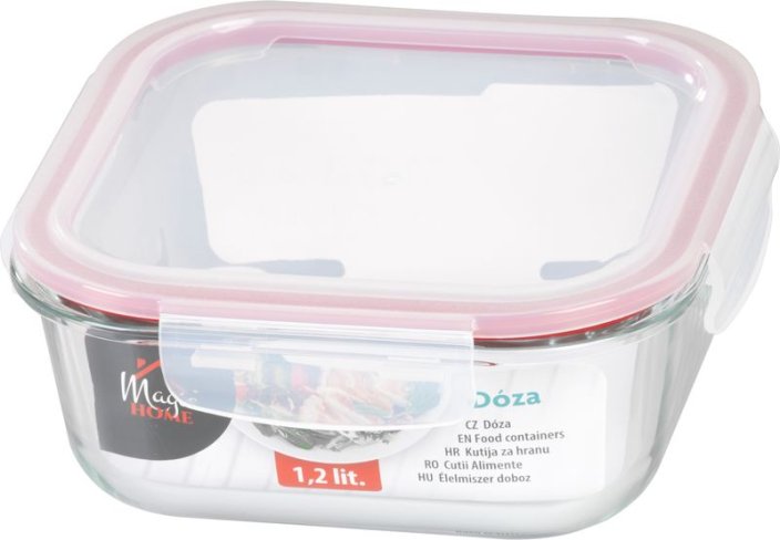 Dóza MagicHome, štvorcová, 1200 ml, s vekom, Clip