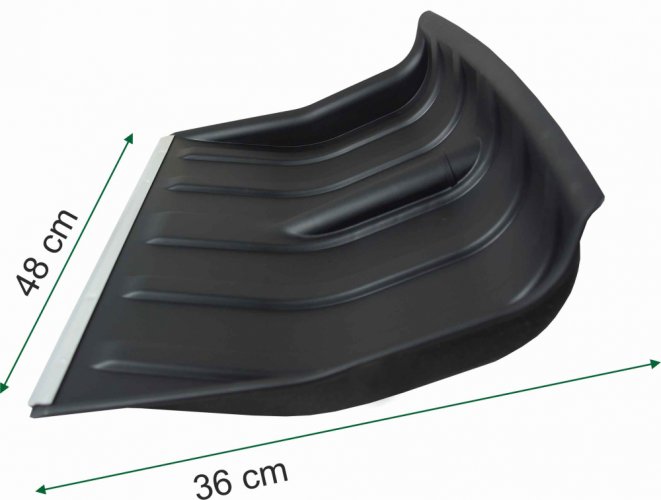 Lopata de zapada din plastic 48 cm x 36 cm cu maner din aluminiu, neagra, RAMP