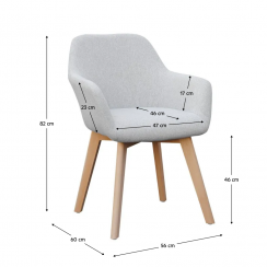 Fotel designerski, jasnoszary/buk, CLORIN NOWOŚĆ
