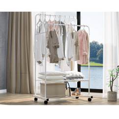 Zweireihige mobile Garderobe, mit Regalen, weiß, RAINER