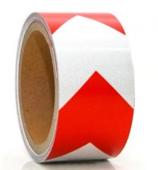 Samolepilni rdeče-bel odsevni trak 50mm/5m