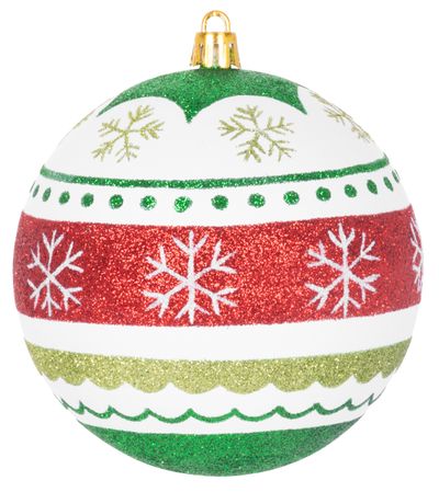 MagicHome karácsonyi labdák, 4 db, piros-zöld, díszekkel, karácsonyfára, 10 cm