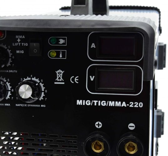 CO2 aparat za zavarivanje, MIG/TIG/MMA-220, žica 0,6-0,8 mm, elektrode 2-3,2 mm, struja 160-220 A, GEKO