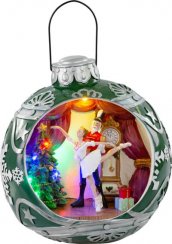 MagicHome karácsonyi dekoráció, Balett labdában, 7 LED, színes, dallamokkal, 3xAA, belső, 30,50x26,50x31,70 cm