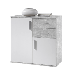 Kommode, Weiß/Beton, POPPY 4