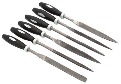 Nadelfeilen-Set 5 x 180 mm mit Griff, 6-teiliges Set, XL-TOOLS