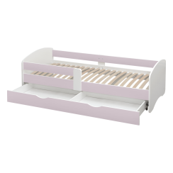 Krevet s letvičastim okvirom i prostorom za pohranu 90x200, bijela/ružičasta, COCOLINO