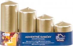 MagicHome Kerze, Weihnachten, Advent, Gold, 48 mm 60/80/100/120 mm, Packung. 4 Stück
