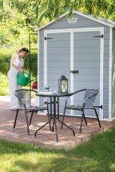 Set balkonový ALESIA, černý/antracit, stůl 70x60 cm, 2x židle 52x55x73 cm, ocel