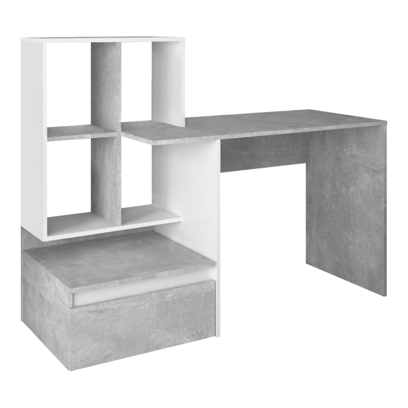 PC-Schreibtisch, Beton/Weiß, NEREO NEU