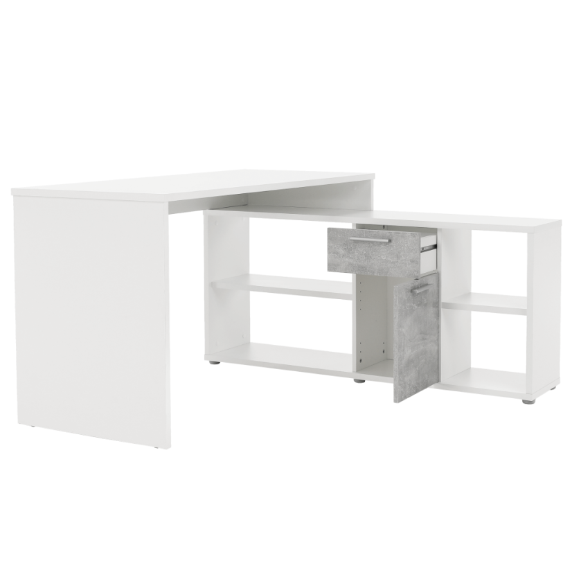 PC-Schreibtisch, Weiß/Beton, NOE NEU