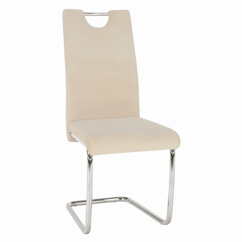 Krzesło do jadalni, beżowa tkanina Dulux Velvet/lekkie przeszycia, ABIRA NEW
