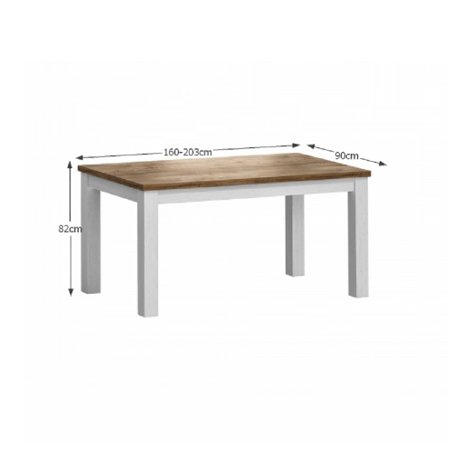 Stół STD składany, sosna Andersen/dąb Lefkas, 160-203x90 cm, PROWANCJA
