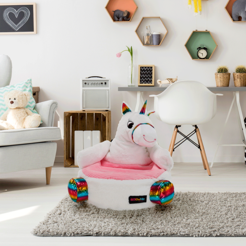 Einhorn-Sitzsack, weiß/rosa/Farbmix, BUFEL