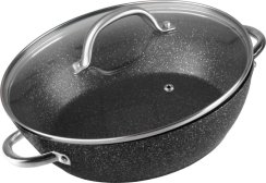 Lonček MagicHome Black Marble Line, plitev, 26 cm, 2,8 lit., s pokrovom, pekač za pečico