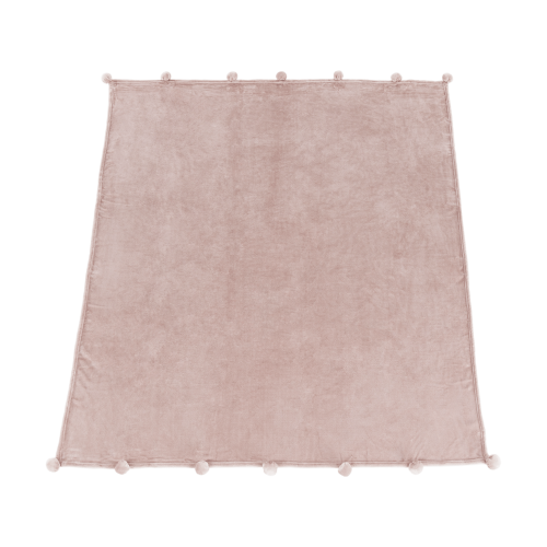 TEMPO-KONDELA LUANG, plišana deka s pomponima, puder roza, 150x200 cm