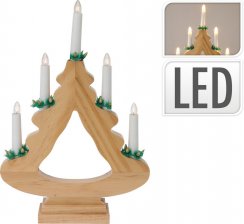 Sfeșnic brad de Crăciun 5 lumânări LED 27,5x6,5x39,5 cm lemn