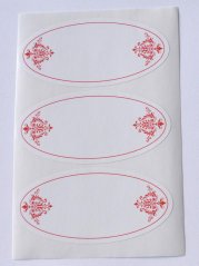 Samolepka na koreničky/zaváraniny bez nazvu /červena, 27ks etikiet KLC