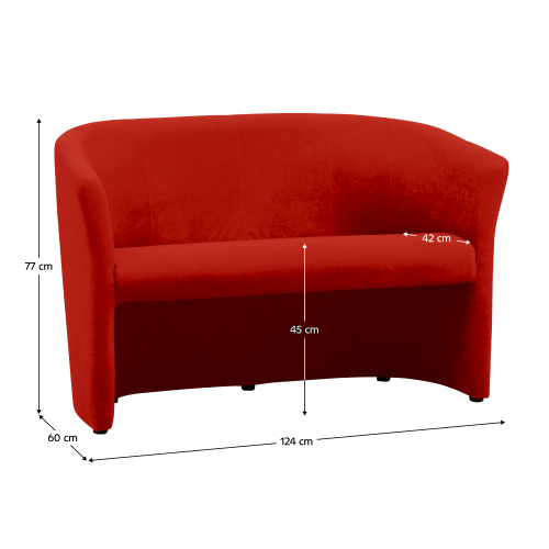 Podwójne krzesło klubowe, materiał czerwony, CUBA