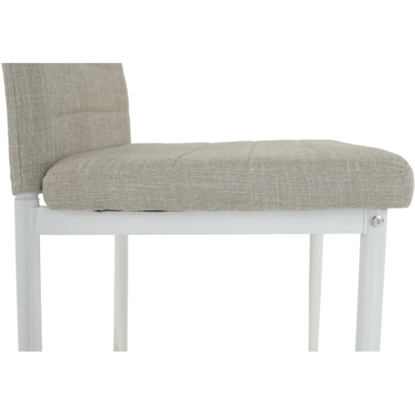 Stuhl, beige Stoff/weißes Metall, COLETA NOVA