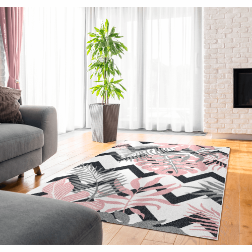 Teppich, mehrfarbig, Blattmuster, 100x150, SELIM