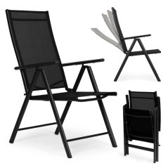Foldable Steel Garden Chair with Adjustable Backrest, Black, MultiGarden (akce)