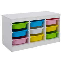 Organizér s úložnými boxami, biela/mix farieb, TRIMAL