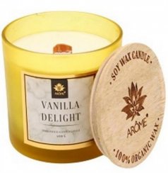 Mirisna svijeća 400g sa drvenim fitiljem vanilija užitak