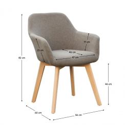 Dizajnerska fotelja, smeđa/bukva, CLORIN NOVO - PRODAJA