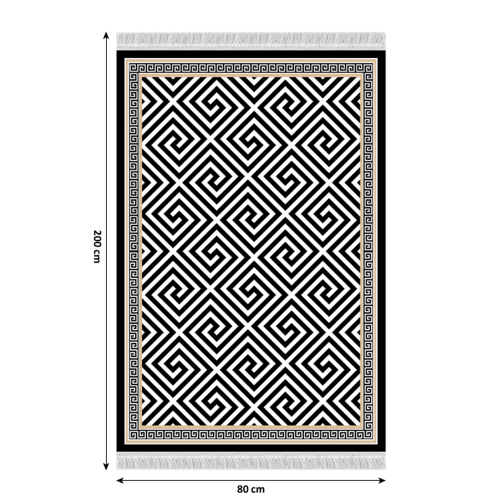 Preproga, črno-bel vzorec, 80x200, MOTIV