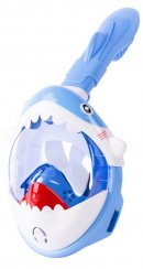 Masca de snorkeling cu rechin, fata intreaga, pentru copii 4+, XS, albastra