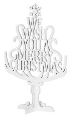 MagicHome Božična dekoracija Woodeco, Drevo z besedilom, bal. 4 kosi, 15 x 22 cm