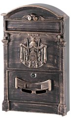 ALU doboz, alumínium, antik bronz, posta, 255x90x410 mm (akce)