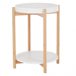 Příruční stolek, bílá/přírodní, KABRA