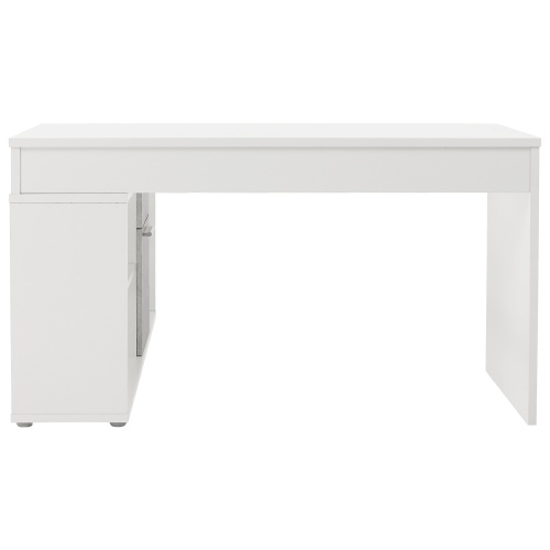 PC stôl, biela/betón, NOE NEW