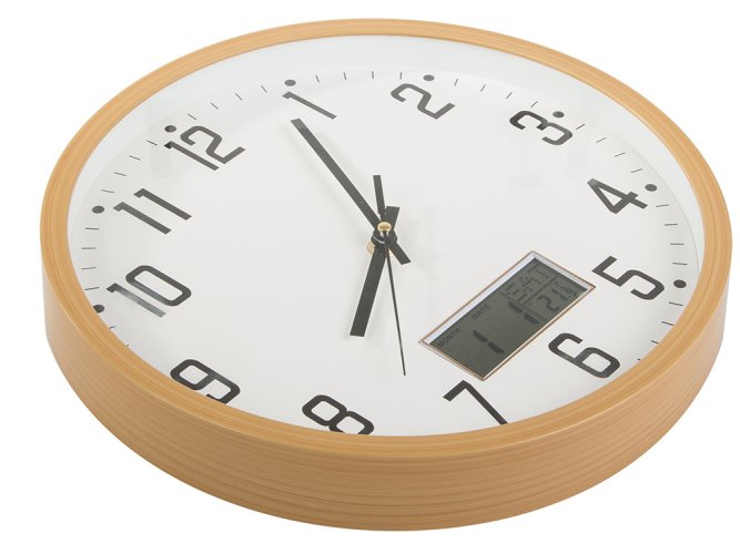 Nástenné hodiny veľké tiché 30 cm okrúhly ukazovateľ dátum teplota sekundy