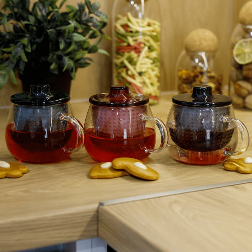 TEMPO-KONDELA SIFTER, šalice za čaj s cjedilom, set 3 kom, 350 ml