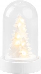 Božićni ukras MagicHome, bijelo drvce u kupoli, LED, topla bijela, unutrašnjost, 5,5x9 cm